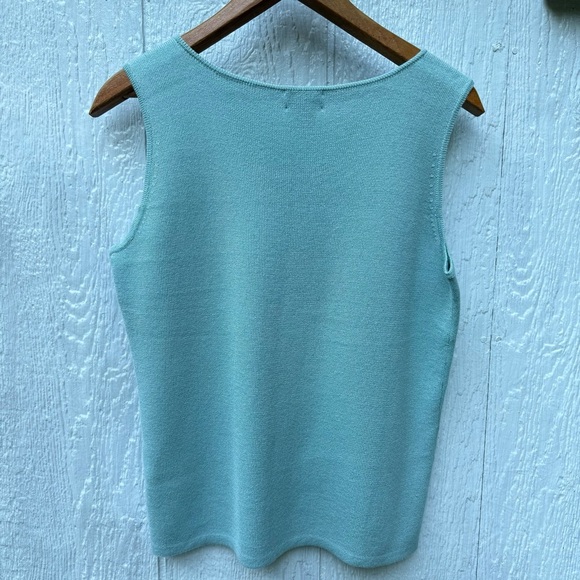 NWT Sigrid Olsen Womens Blue Green Knitted Knit Sweater Pullover Vest Tank Top M - Picture 3 of 4